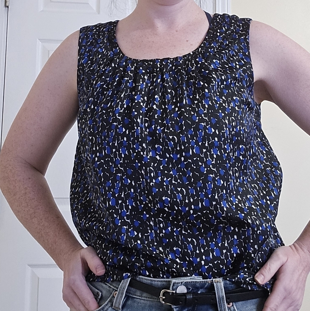 Talbots Petite Blue Patterned Sleeveless Top Small